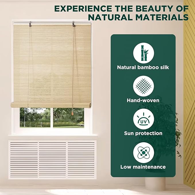 Bamboo Blinds for Interior Windows, Custom Roller Shades for Indoor Window and - Image 2