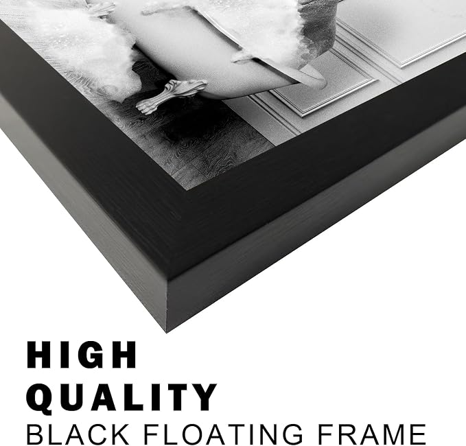 Framed Bathroom Wall Decor Elephant in Bathtub Pictures Wall Art Black and - Image 4