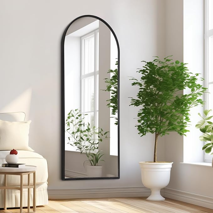 Black Arched Full Length Mirror, Leaning Against Wall Mirror - Image 5