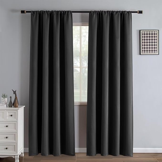 IGEMAEVE Blackout Curtains 84 Inch Length 2 Panels Set, Rod Pocket Energy by IGEMAEVE