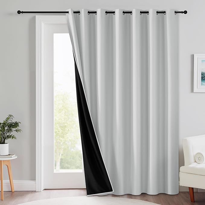 RYB HOME Extra Wide 100% Blackout Patio Door Curtain 96 inch Long, Grommet Room by RYBHOME