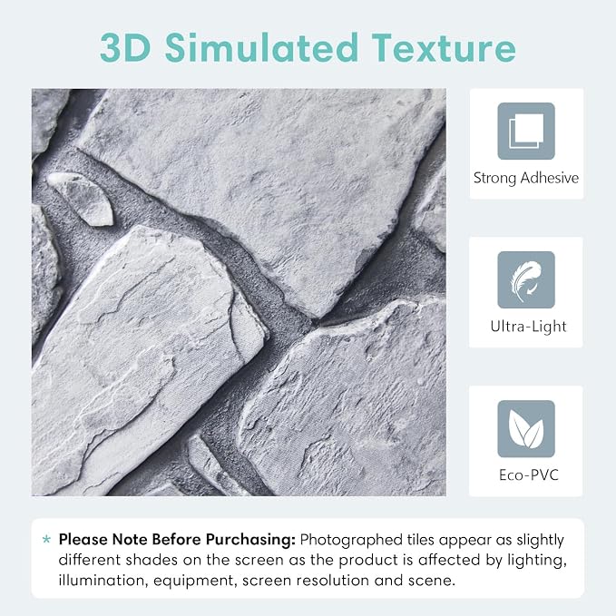 Commomy 3D Faux Stone Peel and Stick Wall Tiles - Image 4