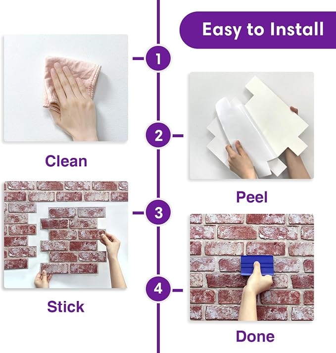 3D Faux Brick Wall Panels Peel and Stick, Small Brick-Look Textured Wall Sticker - Image 6
