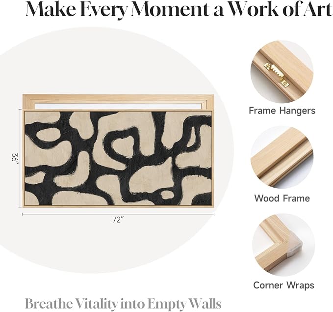 Oversized Framed Abstract Horizontal Wall Art - Image 7