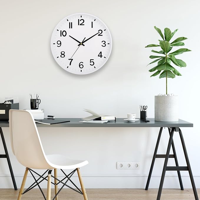 HZDHCLH White Wall Clocks Battery Operated 12 inch Silent Non Ticking Modern - Image 4