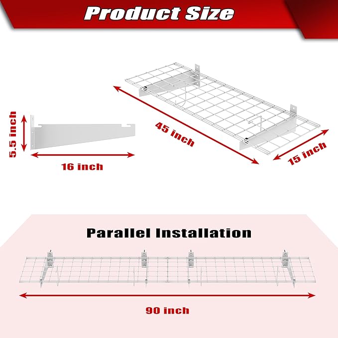WALMANN 2 Pack Garage Wall Shelves, 45x15 inch Wall Mounted Storage Shelves - Image 2