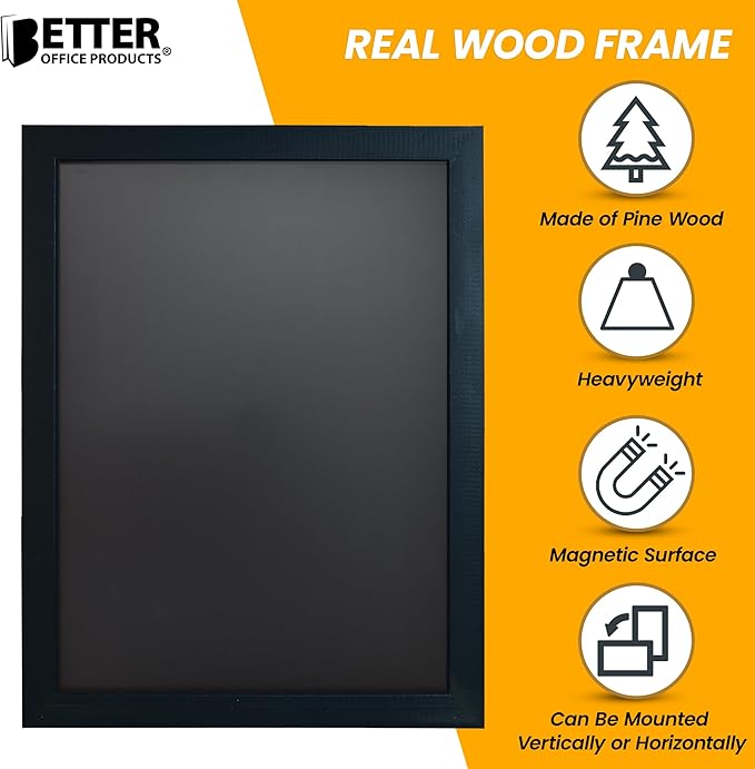 Magnetic Wall Chalkboard, Large Size 18" x 24", Rustic Wood Frame, Chalkboard - Image 2