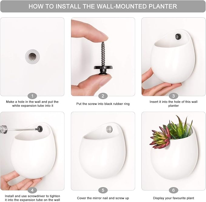 Mkono Wall Planter with Artificial Plants, Decorative Potted Fake Succulents - Image 7