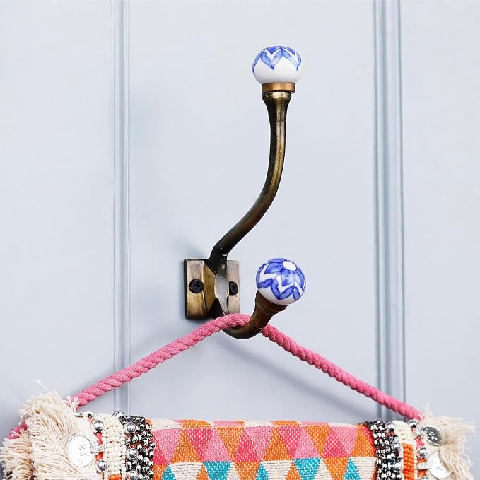 Indian Shelf Pack of 12 Heavy Duty Decorative Double Hooks - Image 5