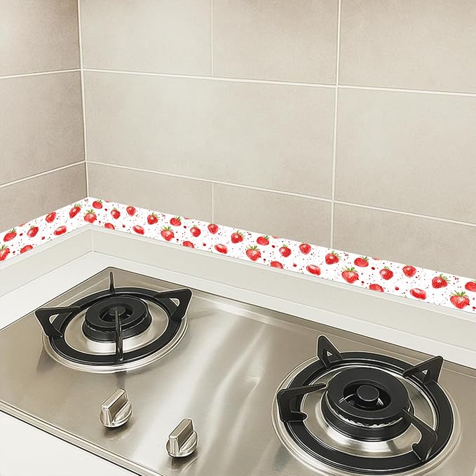 HOMETITUTE Wallpaper Border Peel and Stick Wall Border Strawberry Fruit Theme - Image 5