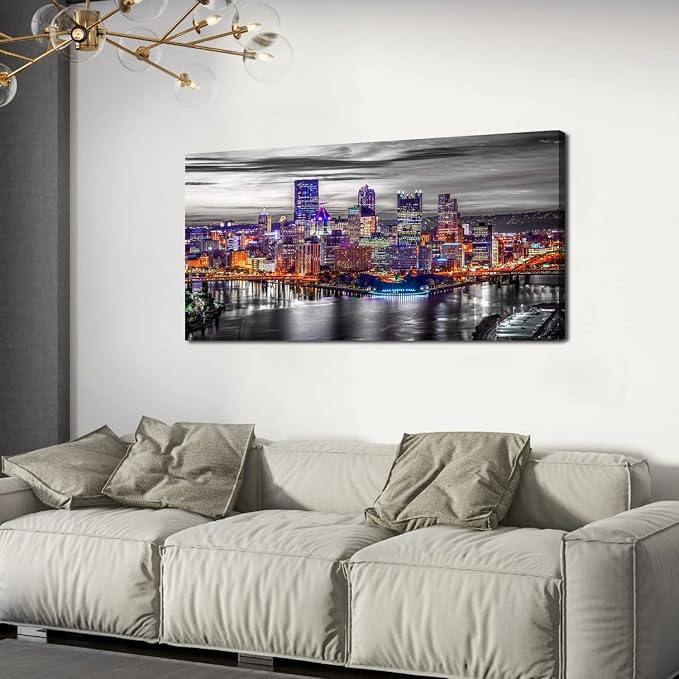Large Pittsburgh Wall Art Black and White City Skyline Wall Decor - Image 7