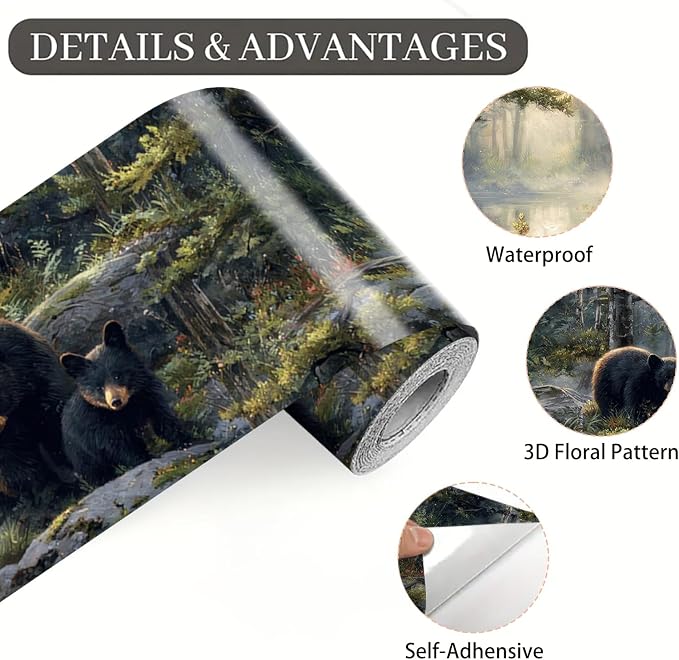Forest Bear Wallpaper Border 196x4 Inch Peel and Stick Wall Border Self - Image 9