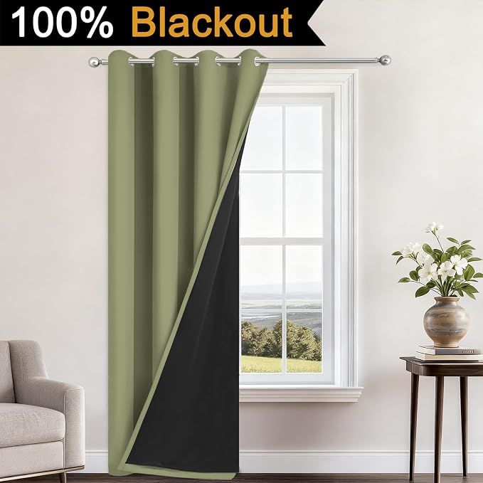 Yakamok 100% Blackout Curtains 96 Inches Long, 2 Thick Layers Heat and Full - Image 2