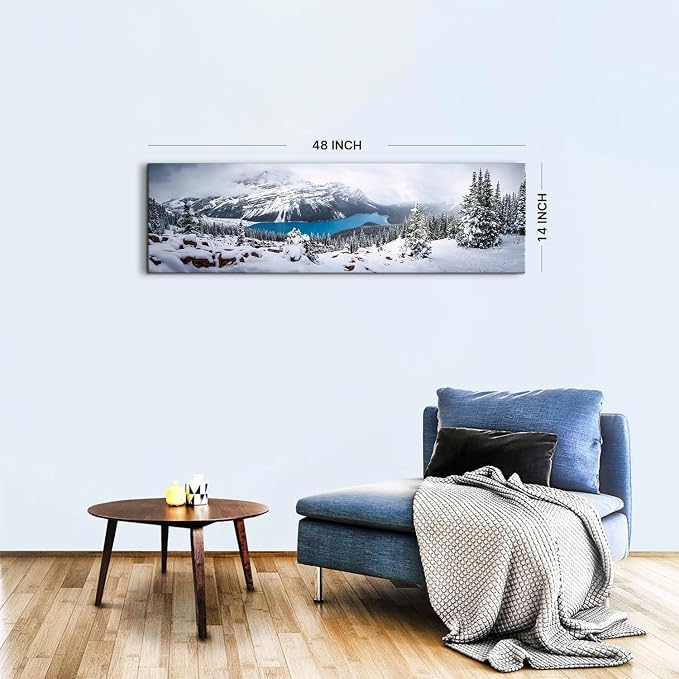 Snow Mountain Canvas Wall Art White Clouds Misty Forest Landscape Prints - Image 6