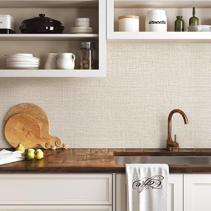 Beige Wallpaper Grasscloth Peel and Stick Wallpaper Beige Contact Paper - Image 2
