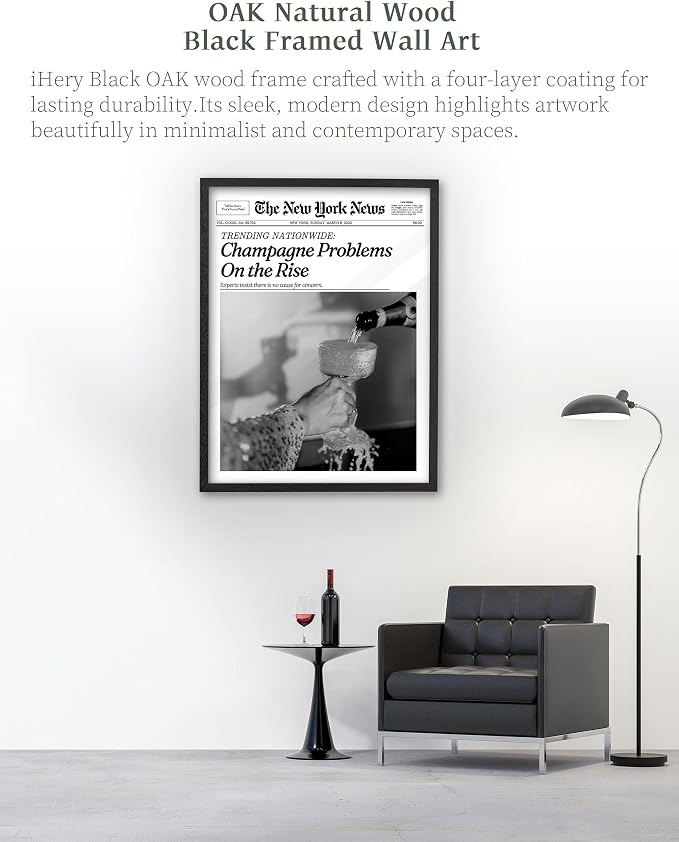 iHery Premium Natural Black OAK Wood 16x20in Champagne Problems On the Rise - Image 2