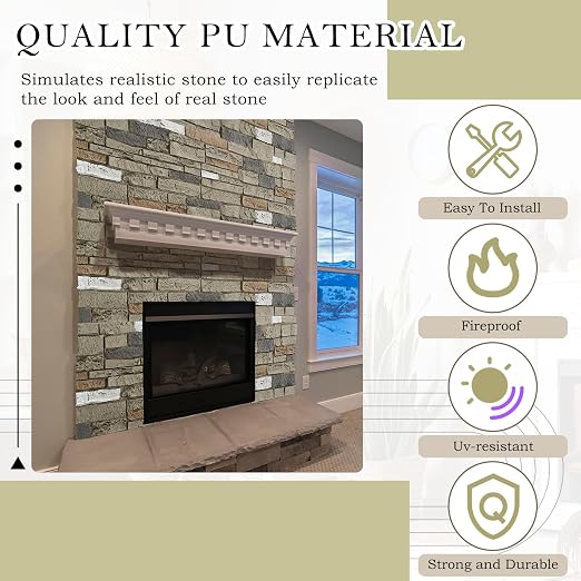 2 Pack Faux Stone Panels Interior 45.6''l x 11.8''h x 0.98''d Faux Siding - Image 3