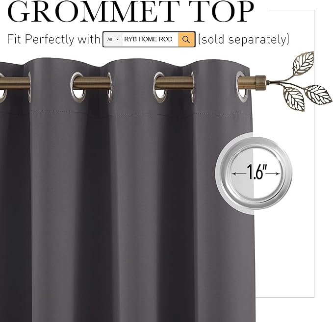 RYB HOME Room Dividers Curtains Blackout Thermal Insulating Privacy Noise - Image 2