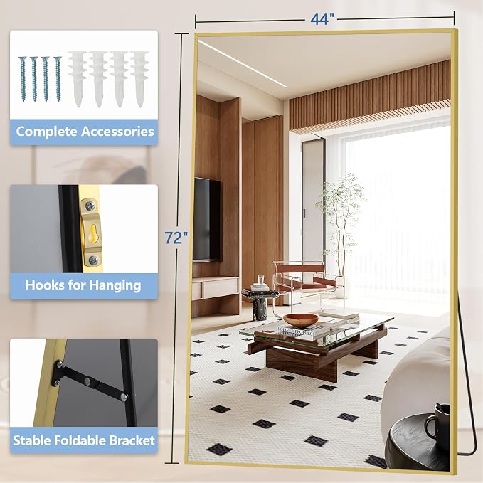 Oversized Standing Mirror Full Length, Hanging or Wall Mounted, Full Body Mirror - Image 5