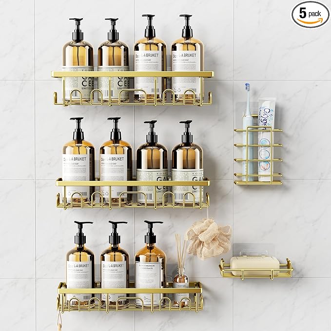 Shower Caddy, 5 Pack Shower Shelves by Deyhoc