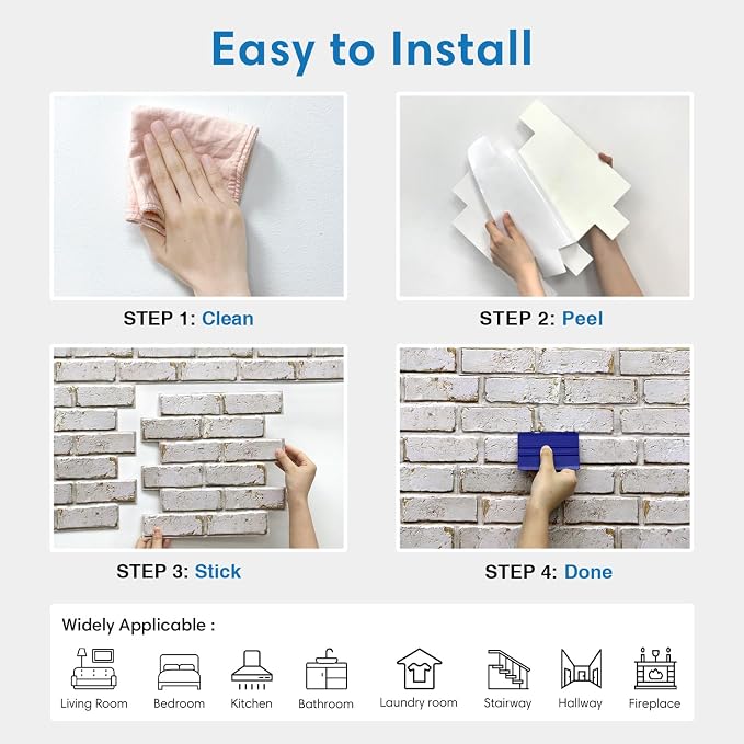 COMSTICKC 3D Faux Brick Wall Panels Peel and Stick, Small Size Self Adhesive - Image 6