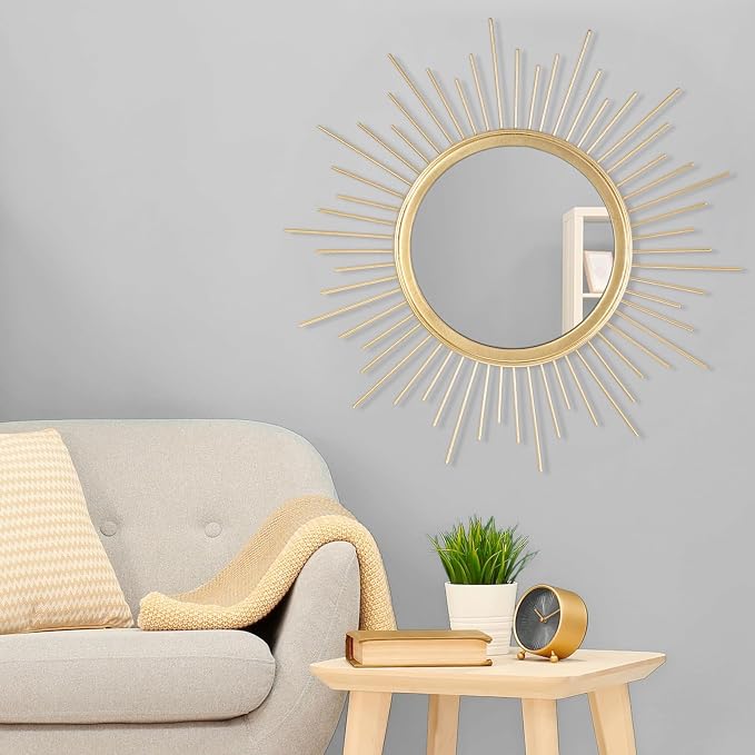 Gold Mirrors for Wall Metal Sunburst Wall Mirrors Home Décor Decorative Hanging - Image 3