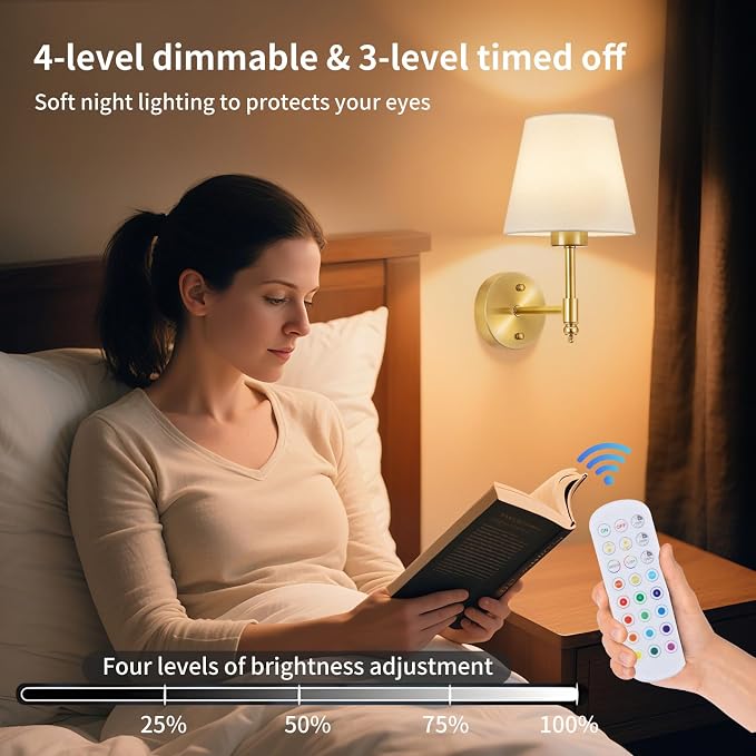 Battery Operated Wall Sconce Set of 2, Rechargeable Wireless Wall Lights - Image 4