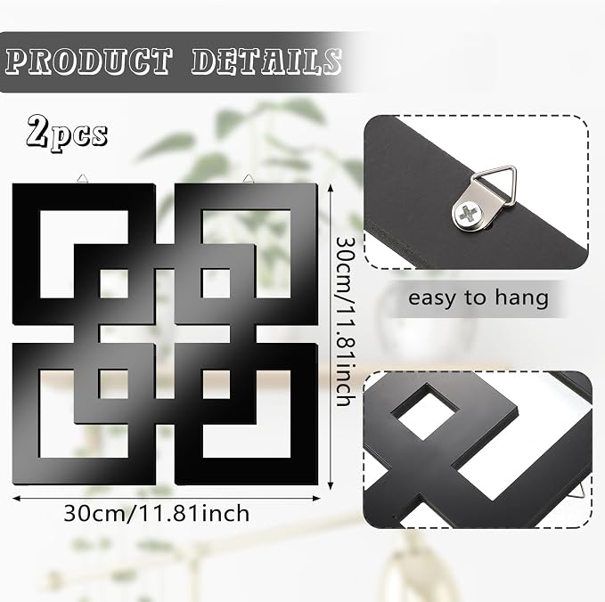 Weysat Wall Mount Home Mirror, 2 Pieces Silver Square Decorative Mirror - Image 3