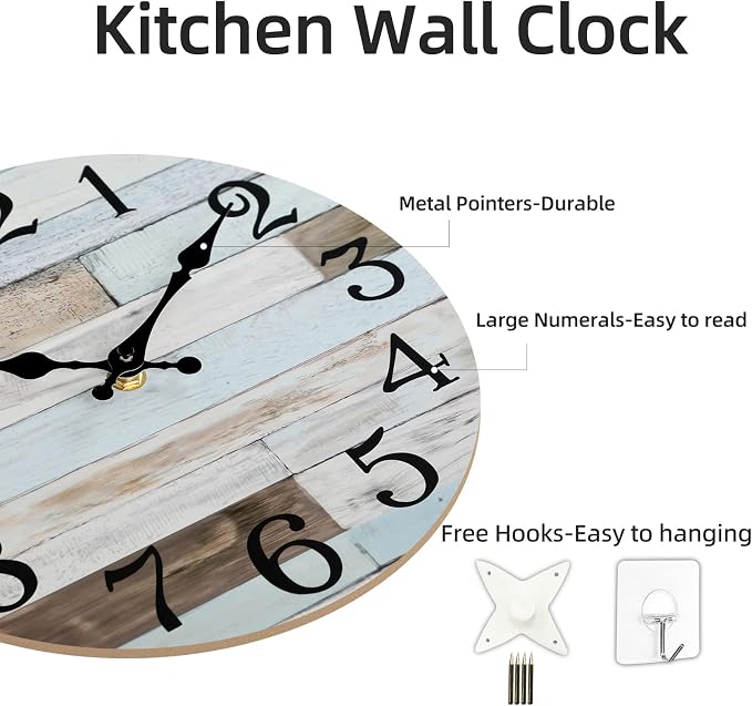 KECYET Wall Clock Battery Operated 10 Inch Silent Non-Ticking Coastal Country - Image 6