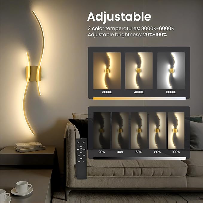 Battery Operated Wall Sconces Set of Two, 10000mAh Rechargeable Modern Wall - Image 4