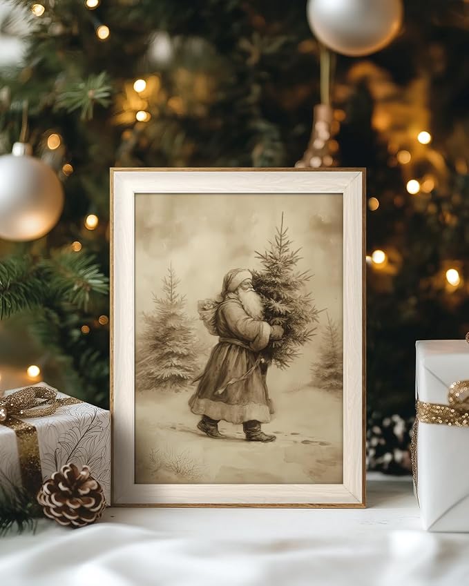 VIYYIEA Framed Wall Art for Living Room, Santa Claus Delivering a Christmas - Image 2