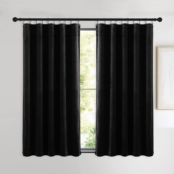 NICETOWN Black Out Velvet Curtains 54 inches Long - Image 2