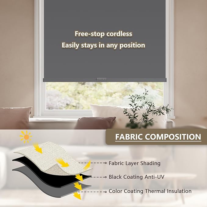 SUNOFF Cordless Blackout Roller Shades Blinds - Image 5