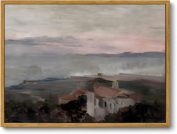 OIQArtOIQ Vintage Landscape Canvas Wall Art Framed Natural Scenery Painting by OIQArtOIQ