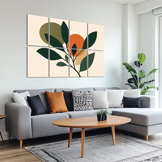 8 Pack Art Acoustic Panels Sound Absorbing Boho Botanical Leaf Orange Green - Image 6