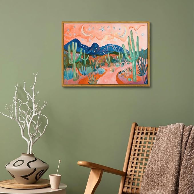 AtterrirArt Framed Boho Wall Art, Vintage Desert Picture Painting Print - Image 5