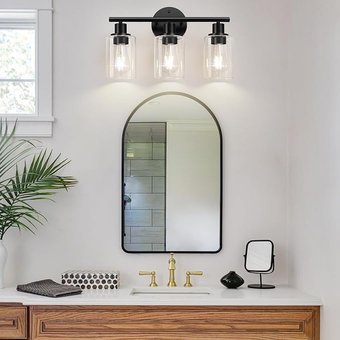 Zarbitta 3-Light Bathroom Light Fixtures, 17.23" Black Modern Vanity Lights - Image 6