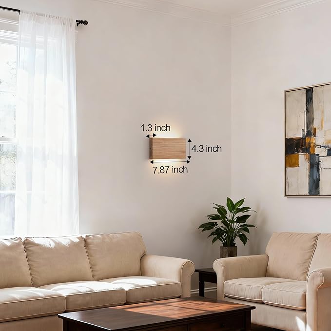 Wood Wall Sconce Indoor Wall Lights Hardwired 2 Pack Up and Down Wall Mount - Image 9