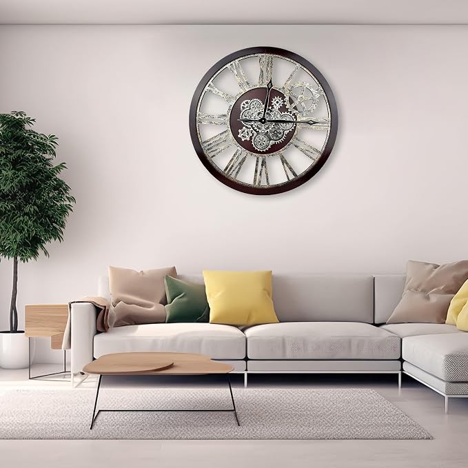 The B-Style Large Real Moving Gears Wall Clock 30 inch Rustic Retro Industrial - Image 6