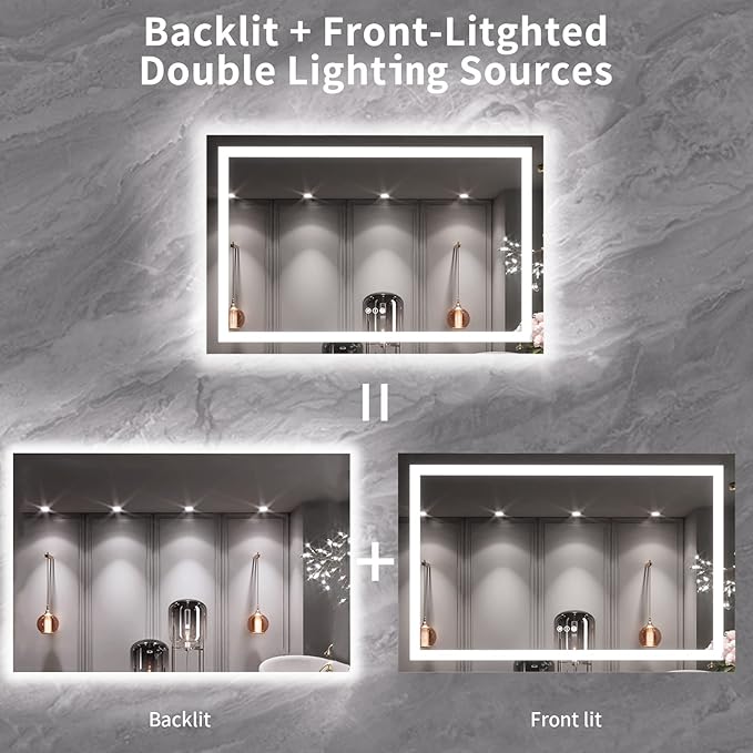 LOAAO 55X36 LED Bathroom Mirror - Image 6
