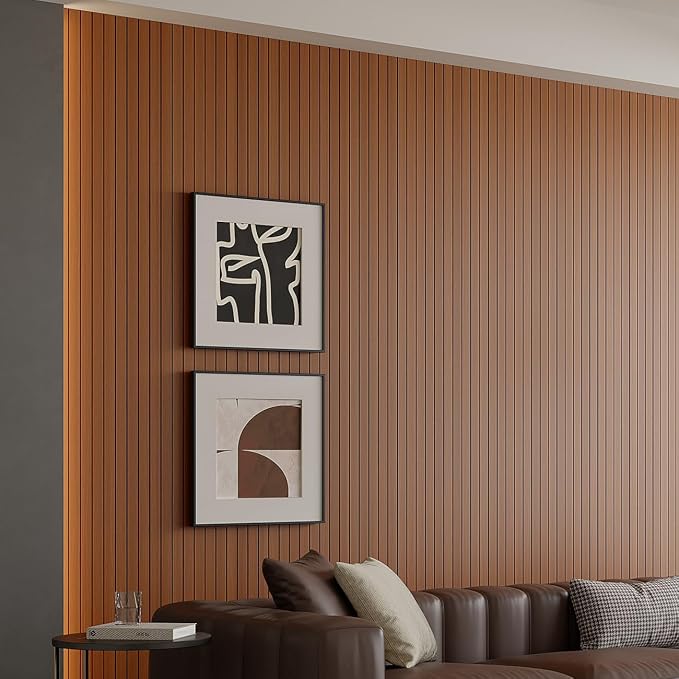 Yutianli PVC Slat Wall Panel Peel and Stick 236"x 15.7" Faux Wood Slat Panel - Image 2