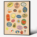 Black Framed Canvas Wall Art Posters Trendy Kitchen Vintage Fruit Market by PDFI