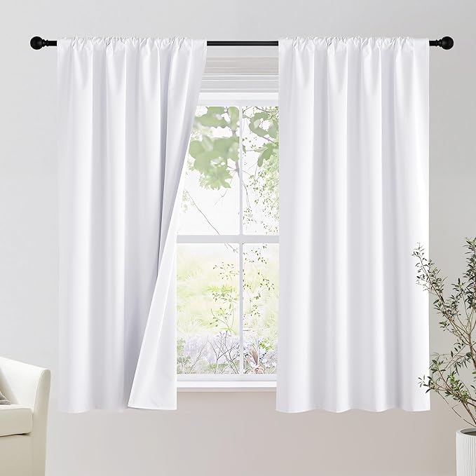 NICETOWN Bedroom 100% Blackout Curtains, 2 Panels, 42 by 54, Snow White by NICETOWN