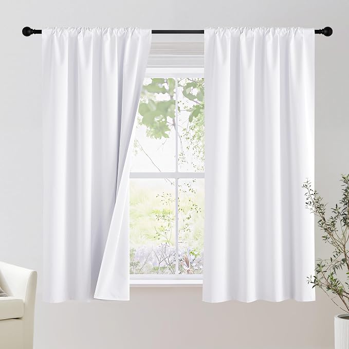 NICETOWN Bedroom 100% Blackout Curtains, 2 Panels, 34 by 40, Snow White by NICETOWN