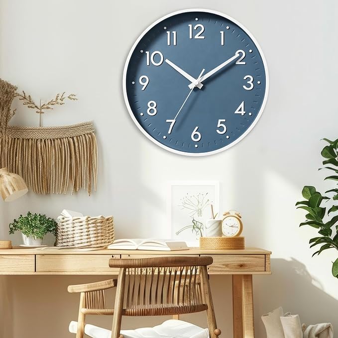 Mosewa Wall Clock 12 Inch, Battery Operated Silent Non-Ticking Modern Analog - Image 4