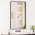 Keonjinn Black Vanity Mirror, 40 x 24 Inch Rounded Rectangle Matte Black by Keonjinn