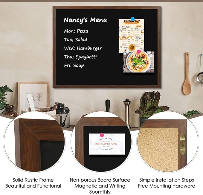 4 THOUGHT Chalk Board 48" x 36", Magnetic Large Chalkboard - Image 2