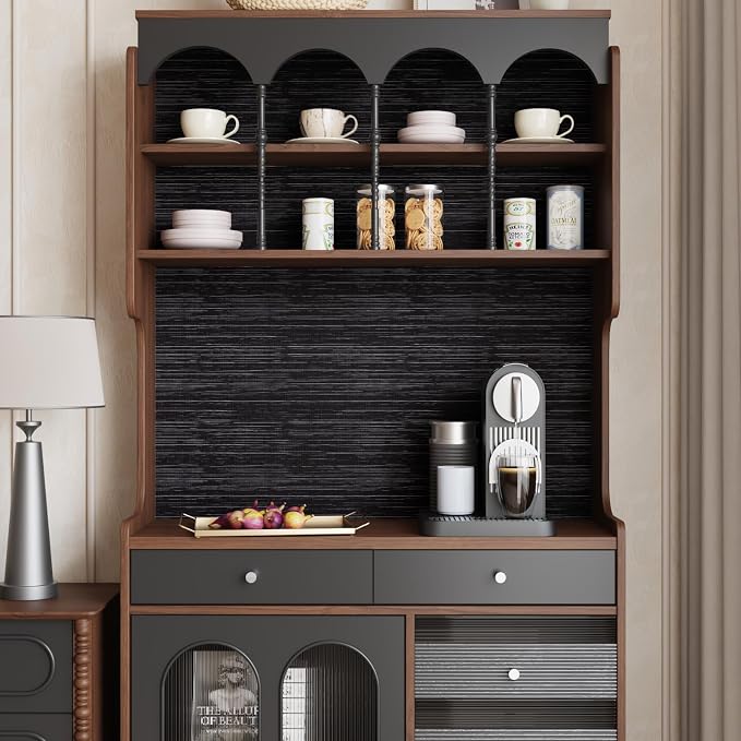 CRE8TIVE Black Grasscloth Wallpaper Peel and Stick Textured Black Wallpaper - Image 7