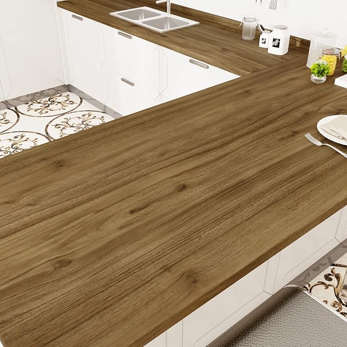 WESTICK Brown Wood Contact Paper Waterproof Kitchen Countertop Peel and Stick by WESTICK