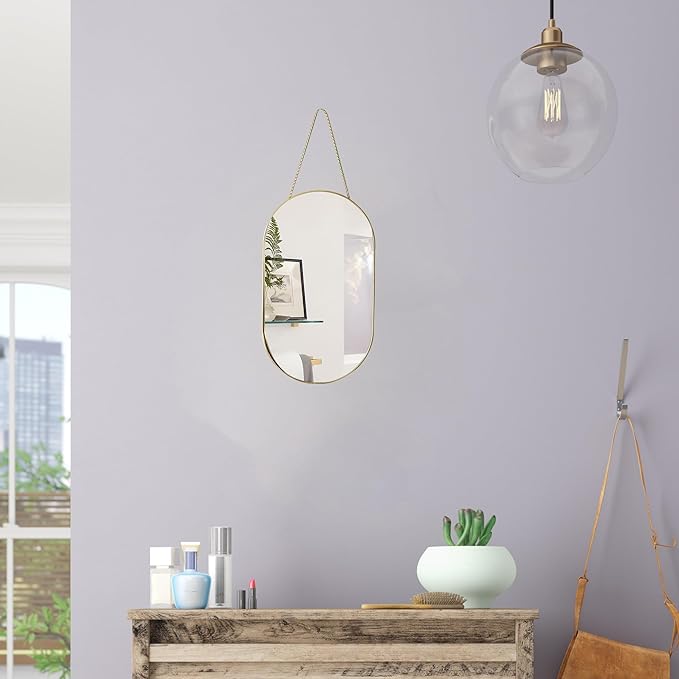 Gold Oval Mirror, Vanity Mirror - Image 3